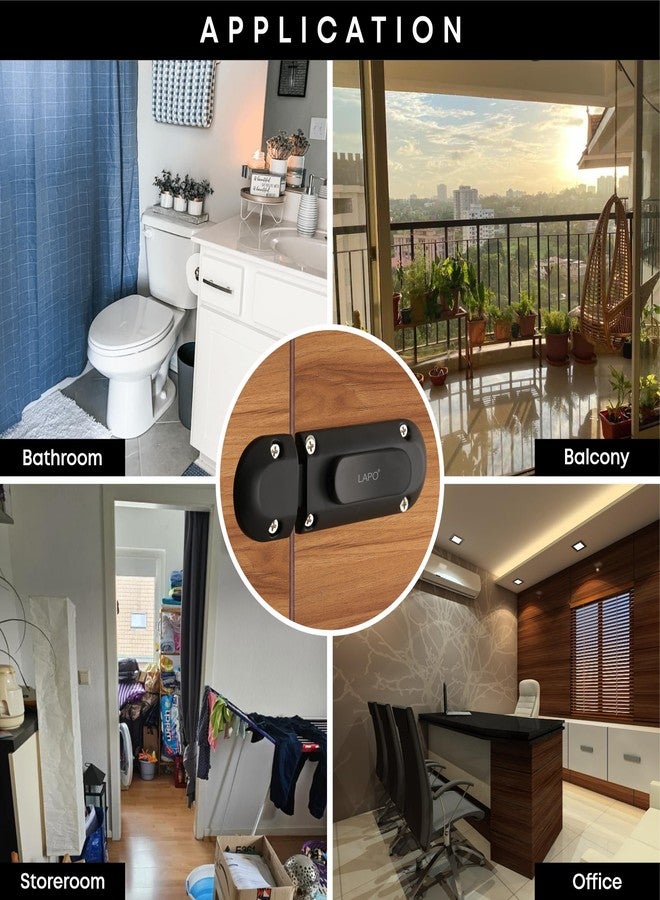 LAPO 1 Piece Latch Lock for Home, Door Latches for Bathroom, Chitkani Door Stopper, Baby Latch for Balcony, Bedroom, Storeroom (Material- Zinc, Black Finish, 3 Years Warrany)-YOT - Image 5